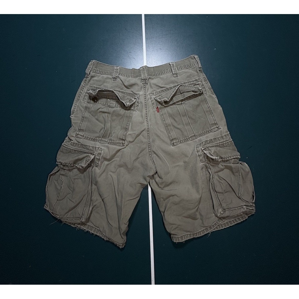 Levis Squad Cargo Shorts Men 32‎ Green Distressed Baggy Utility Ripstop Skater